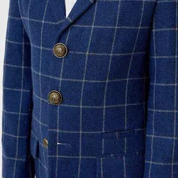 one friday Boys Checked Single-Breasted Blazer with Flap Pockets image 5