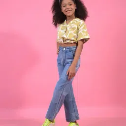 crimsoune club Girls Mid Washed Wide Jeans image 5