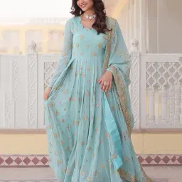 wedani Women Embroidered Anarkali Kurta with Dupatta image 5