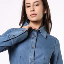 buda jeans co Women Washed Regular Fit Shacket image 5