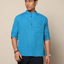 indie picks Checked South Cotton Woven Regular Fit Short Kurta image 5