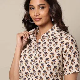 indie picks Handblock Print Cotton Straight Top image 5