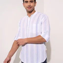 indus route by pantaloons Men Striped Regular Fit Kurta with Patch Pocket image 5