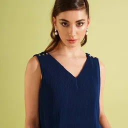 globus Women Ribbed V-Neck Jumpsuit image 5