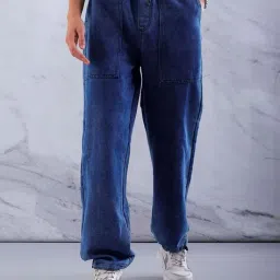 the indian garage co Men Lightly Washed Relaxed Fit Jogger Jeans image 5