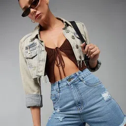 miss chase Women High-Rise Denim Shorts image 5