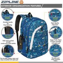 zipline Men Printed Backpack with Side Mesh Pockets image 5