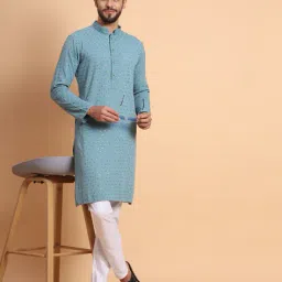 swagg india Men Embroidered Long Kurta image 5