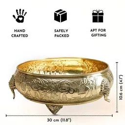 behoma Elephant-Design Brass Urli Bowl image 5