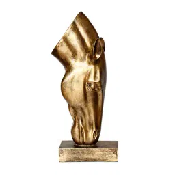 ecraftindia Golden Horse Face Handcrafted  Showpiece  image 5