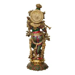 ecraftindia Krishna Playing Flute  Handcrafted Antique image 5