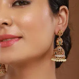 saraf rs jewellery Women Gold-Plated Stone-Studded Earrings image 5