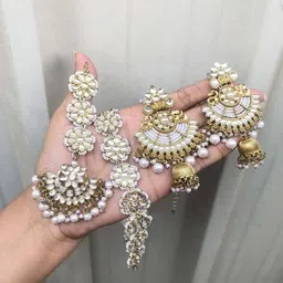 brado jewellery Women Ethnic Mang Tikka With Earrings image 5