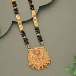 brado jewellery Women Traditional Gold-Plated Long Mangalsutra  image 5
