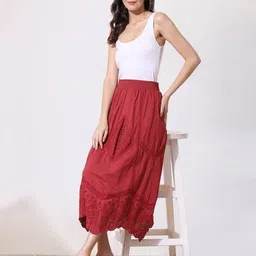 lakshita Women Embroidered Flared Skirt with Elasticated Waistband image 5