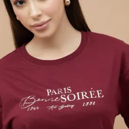 fame forever by lifestyle Women Typographic Print Regular Fit Round-Neck T-Shirt image 5