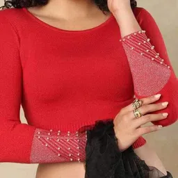 salwar studio Women Embellished & Embroidered Slip-On Blouse image 5