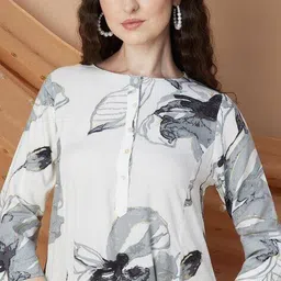 melange by lifestyle Women Floral Calf-Length Kurta image 5