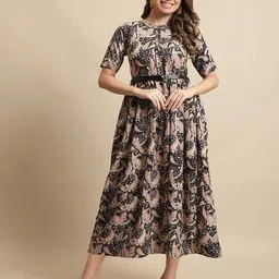 fabflee x ag Women Paisley Print Fit & Flare Dress with Belt  image 5