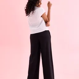 go colors Women's Solid Woven Viscose Mid Rise Basic Relaxed Fit Palazzos image 2