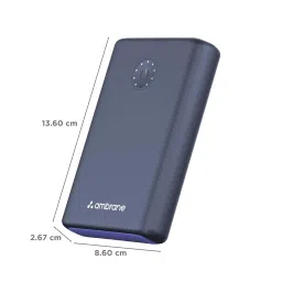 ambrane Powerlit Ultra Lite 20000 mAh 85W Fast Charging Power Bank (2 Type C and 1 Type A Ports, Multi Layers of Chipset Protection, Black) image 2
