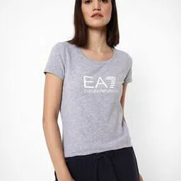 Brand Print Heathered Round-Neck T-shirt-image-2