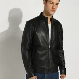 gas Men Regular Fit Zip-Front Leather Biker Jacket-picture-11