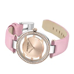 Kenneth Cole Men Rose Gold-Toned Embellished Dial & Pink Leather Straps Analogue Watch image 3