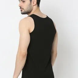 UnderJeans by Spykar Printed Cotton Gym Vest UJLSTPM031BLACK image 5