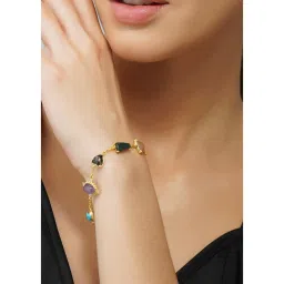 ZARIIN 22Kt Gold Plated Multi Stone Healing Bracelet image 1