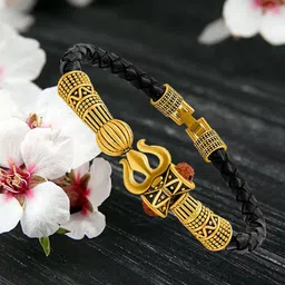 YOUSTYLO Unisex Gold-Toned & Black Temple Gold-Plated Bangle-Style Bracelet-picture-40