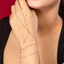 Niscka Rhodium Plated Silver Hand Harness Bracelet-image-31