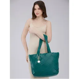 Caprese Women Teal Merlin Tote Bag (L)-image-9