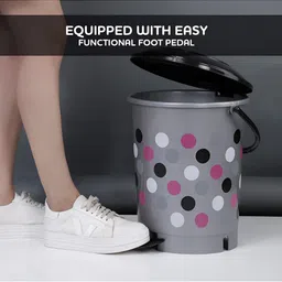 RANDAL Grey & Pink Doted Printed Standard Pedal Dustbin - 12 L image 3