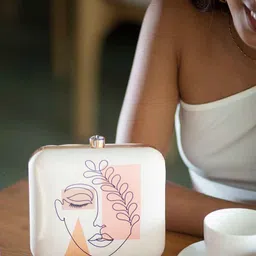 artklim Portrait Women Printed Clutch Bag For Women With Detachable Strap image 2