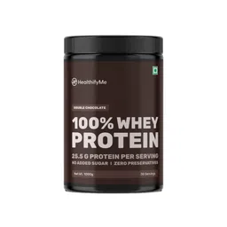 Healthifyme 100% Whey Protein Powder- 1 KG, Isolate & Concentrate, With Digestive Enzymes, 25.5gm protein, No added Sugar, Zero Preservatives, Muscle Support & Recovery (Double Chocolate) image 1