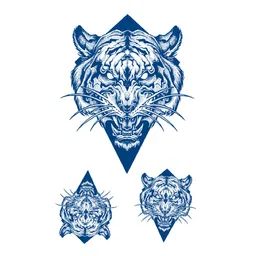 LICK Matte Finish Realistic Semi Temporary Body Tattoo - Tiger LK-166 image 2