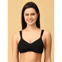 The Mom Store Black Cotton Elastane Solid Nursing and Feeding Non Padded Bra image 1
