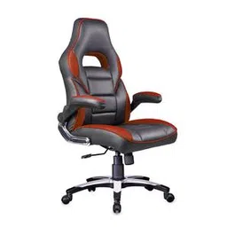 furniturstation Niagara Swivel Study Chair With Headrest in Black & Orange Colour-picture-14