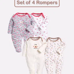 BABY GO Kids Pack Of 4 Printed Pure Cotton Sleepsuits-picture-19