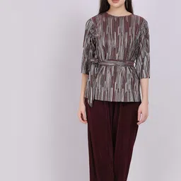 Aumbe Shimmer Pleated Top With Trouser Co-Ords-picture-24