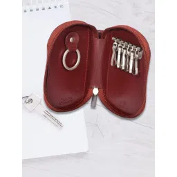 Sassora Premium Leather Zip Closure Unisex Rfid Travel Key Case image 1