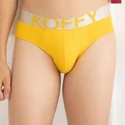 KOFFY Pack of 2 Anti Microbial Mid Waist Basic Briefs-KOFFY_KI26_YLW_MNRD_2PC image 1