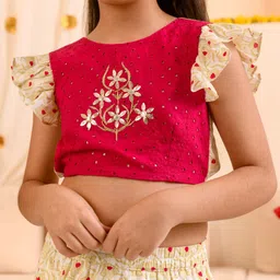 pspeaches Girls Embroidered Thread Work Ready to Wear Lehenga & Blouse With Dupatta image 2