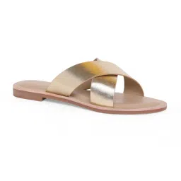 CAMLEE COMFORT Zen Metallic Gold Cross-Strap Flats-image-54