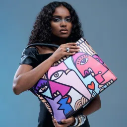 FETTI Faces Tote Bag with Detachable Strap - Pink (L) image 1