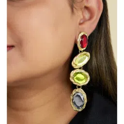 AMOSSH Multi-Color Stone Hanging Statement Danglers-image-40