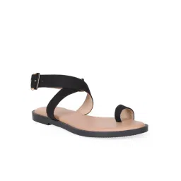 CAMLEE COMFORT Hazel Black Suede Toe-Loop Sandals image 2