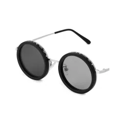 HASHTAG EYEWEAR Black Regular Lens Round Full Rim Casual Unisex Sunglass - APSB-LS188012-SIL (53) image 5