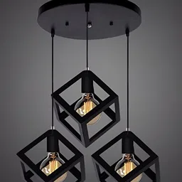 Areezo Black Square Metal Ceiling Lamp image 1